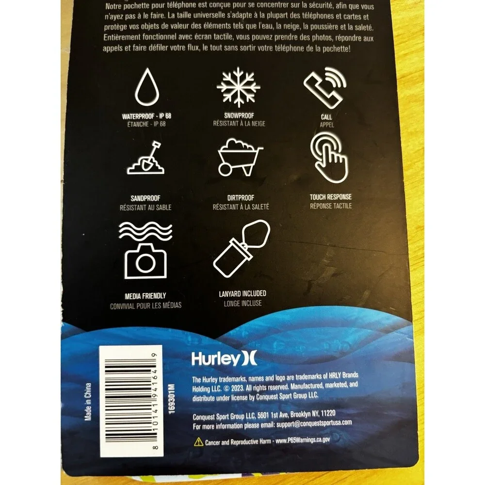 Hurley Tropical Universal Waterproof Phone Pouch New Dry Bag Water Dirt Sand